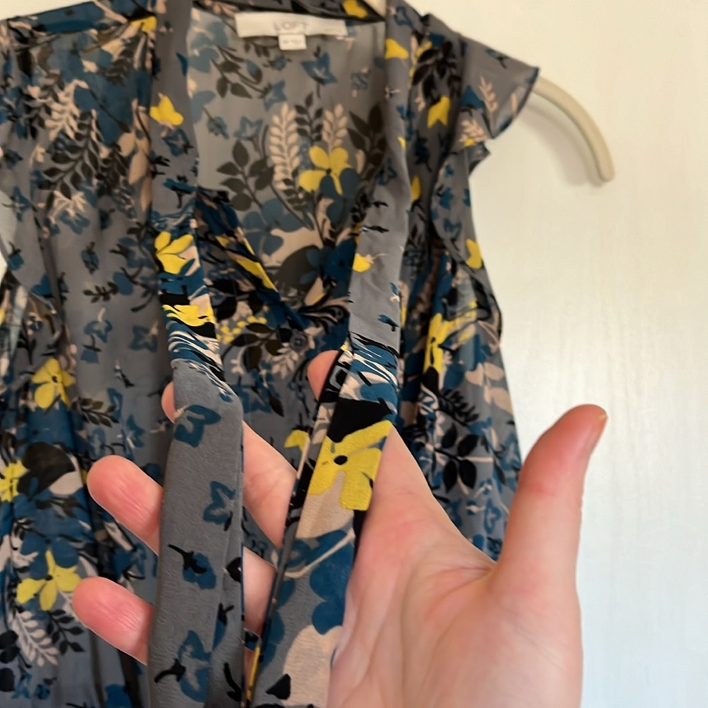 Ann Taylor Loft | MP | EUC | flutter sleeve | sheer | cinch waist - Picture 6 of 7